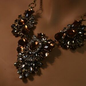 Big Statement Costume Necklace Yellow Topaz /Rhinestone NEW